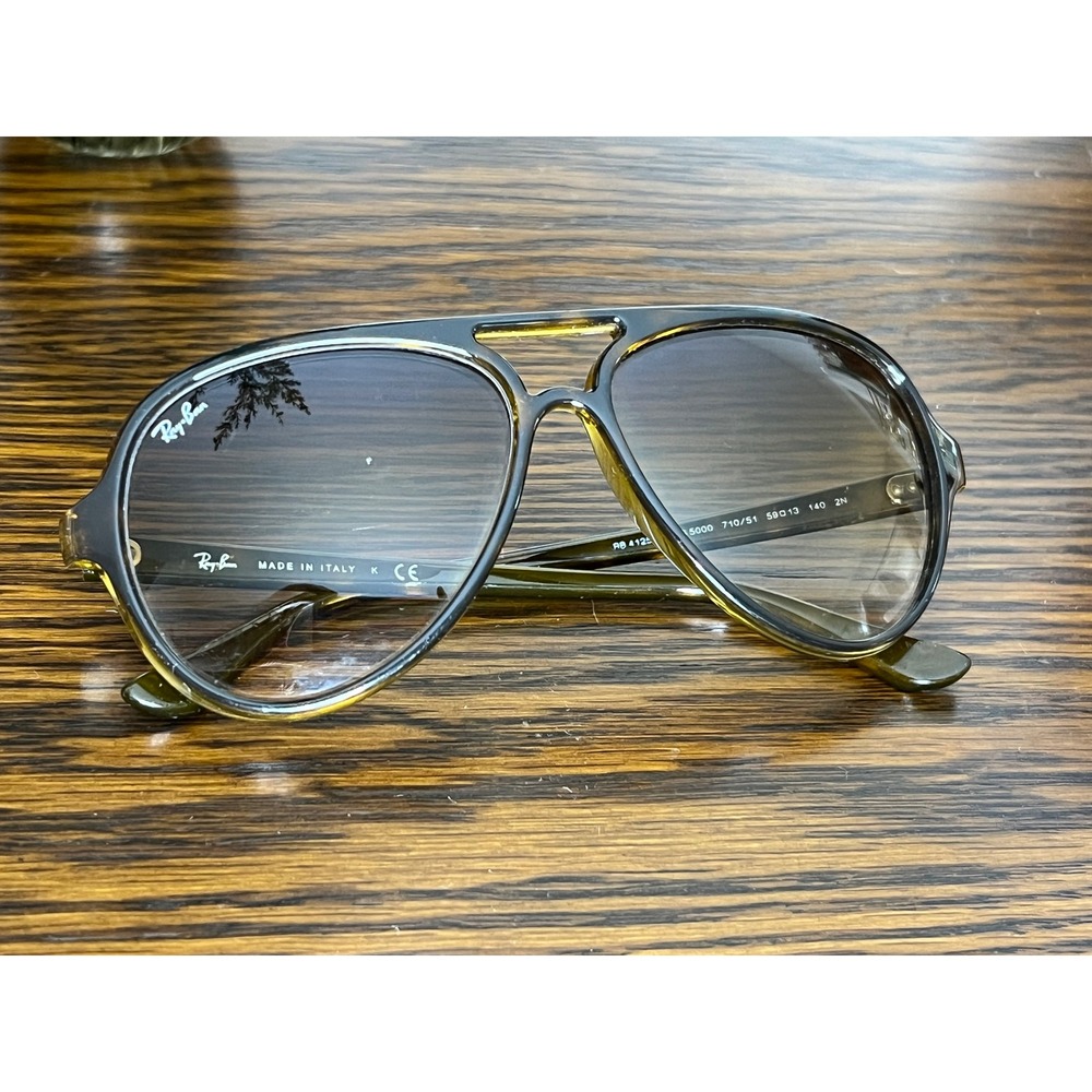 Ray-Ban RB4125 Cats 5000 Tortoise Aviator Sunglasses Brown Gradient Italy